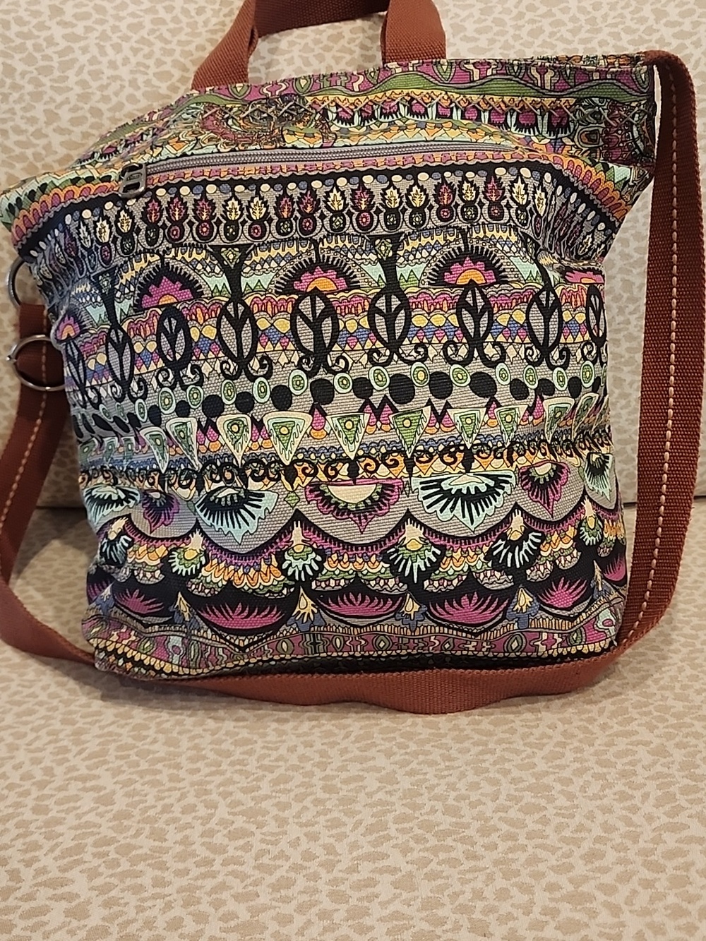 Sakroots Boho Multicolor Printed Canvas Crossbody Tote